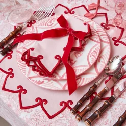 Napkins | Mrs. Alice Monogram<Mrs. Alice Angelina Pink & Red Napkins (Set of 4)