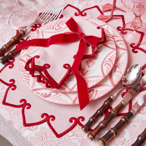 Napkins | Mrs. Alice Monogram<Mrs. Alice Angelina Pink & Red Napkins (Set of 4)
