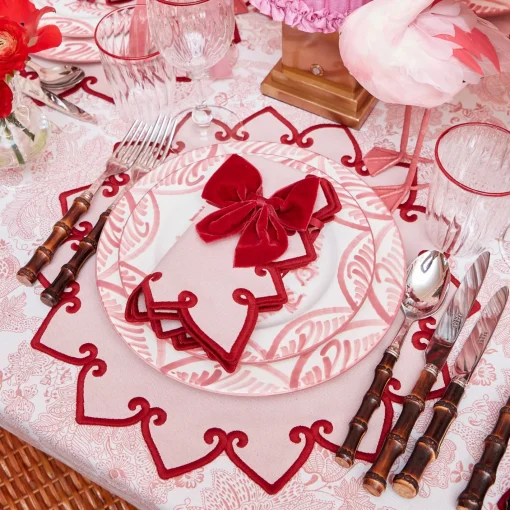 Table Linen Sets | Mrs. Alice Monogram<Mrs. Alice Angelina Pink & Red Placemats & Napkins (Set of 4)