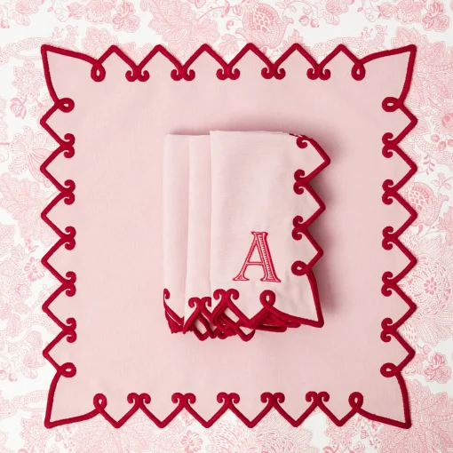 Table Linen Sets | Mrs. Alice Monogram<Mrs. Alice Angelina Pink & Red Placemats & Napkins (Set of 4)
