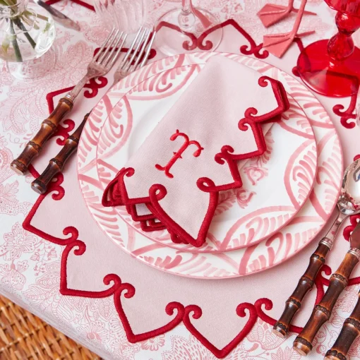 Table Linen Sets | Mrs. Alice Monogram<Mrs. Alice Angelina Pink & Red Placemats & Napkins (Set of 4)