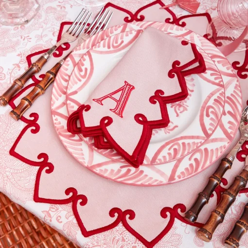 Table Linen Sets | Mrs. Alice Monogram<Mrs. Alice Angelina Pink & Red Placemats & Napkins (Set of 4)