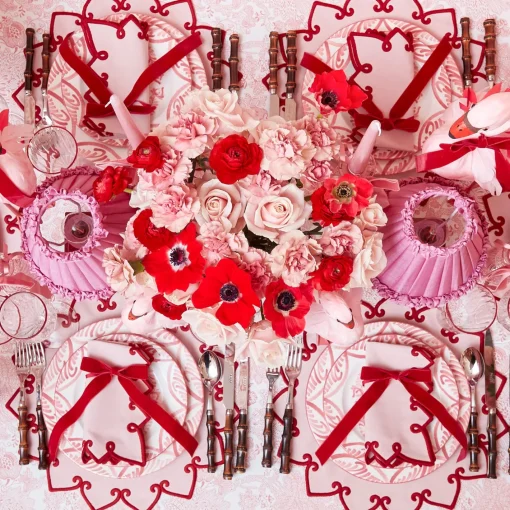Table Linen Sets | Mrs. Alice Monogram<Mrs. Alice Angelina Pink & Red Placemats & Napkins (Set of 4)