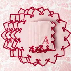 Table Linen Sets | Mrs. Alice Monogram<Mrs. Alice Angelina Pink & Red Placemats & Napkins (Set of 4)