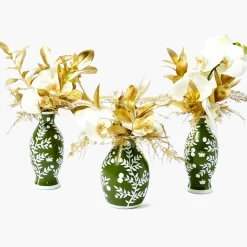 Vases | Vases & Planters<Mrs. Alice Apple Green Hand Painted Tole Bud Vases (Set of 3)