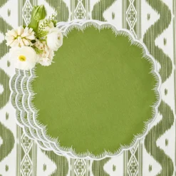 Summer Table Linen | Placemats<Mrs. Alice Apple Green Isabella Round Placemats (Set of 4)