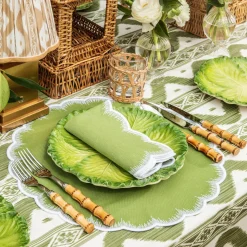 Summer Table Linen | Table Linen Sets<Mrs. Alice Apple Green Isabella Round Placemats & Napkins (Set of 4)