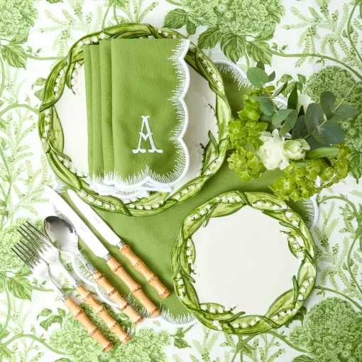 Summer Table Linen | Table Linen Sets<Mrs. Alice Apple Green Isabella Round Placemats & Napkins (Set of 4)