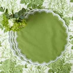 Summer Table Linen | Placemats<Mrs. Alice Apple Green Isabella Round Placemats (Set of 4)