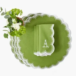 Summer Table Linen | Table Linen Sets<Mrs. Alice Apple Green Isabella Round Placemats & Napkins (Set of 4)