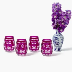 Glasses<Mrs. Alice Aubergine Anita Engraved Glass (Set of 4)