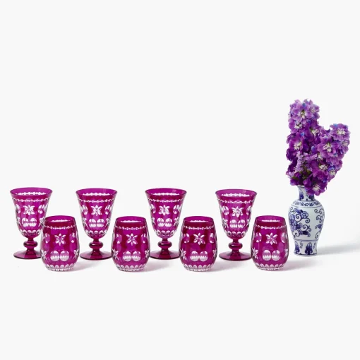 Glasses<Mrs. Alice Aubergine Anita Engraved Wine Glass (Set of 4)