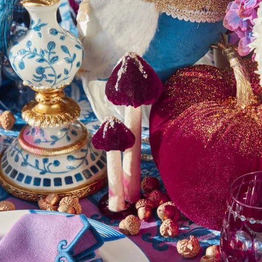 Autumn Decorations<Mrs. Alice Aubergine Glitter Velvet Mushroom Family