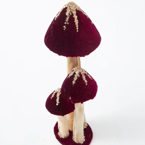 Autumn Decorations<Mrs. Alice Aubergine Glitter Velvet Mushroom Family