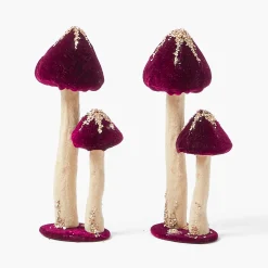 Autumn Decorations<Mrs. Alice Aubergine Glitter Velvet Mushroom Family
