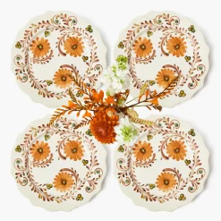 Starter Plates | Crockery Sets<Mrs. Alice Autumn Flowers Starter Plates (Set of 4)