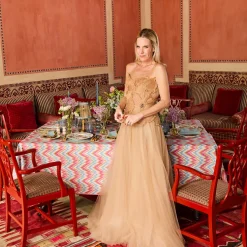 Summer Table Linen | Table Linen Sets<Mrs. Alice Bettina Blue & Caramel Placemats & Napkins (Set of 4)