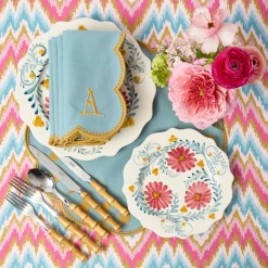 Summer Table Linen | Napkins<Mrs. Alice Bettina Blue & Caramel Napkins (Set of 4)