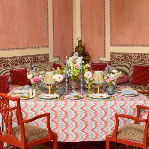 Summer Table Linen | Table Linen Sets<Mrs. Alice Bettina Blue & Caramel Placemats & Napkins (Set of 4)