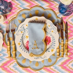 Summer Table Linen | Table Linen Sets<Mrs. Alice Bettina Blue & Caramel Placemats & Napkins (Set of 4)