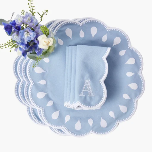 Table Linen Sets | Mrs. Alice Monogram<Mrs. Alice Bettina Blue & White Placemats & Napkins (Set of 4)