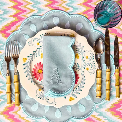 Summer Table Linen | Table Linen Sets<Mrs. Alice Bettina Blue Placemats & Napkins (Set of 4)