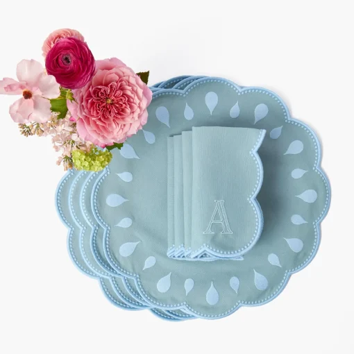 Summer Table Linen | Table Linen Sets<Mrs. Alice Bettina Blue Placemats & Napkins (Set of 4)