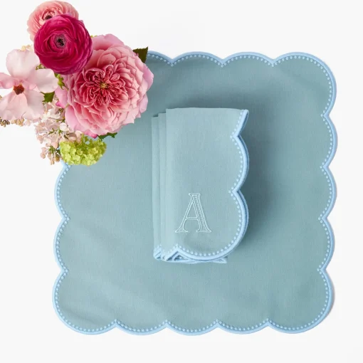 Summer Table Linen | Table Linen Sets<Mrs. Alice Bettina Blue Placemats & Napkins (Set of 4)