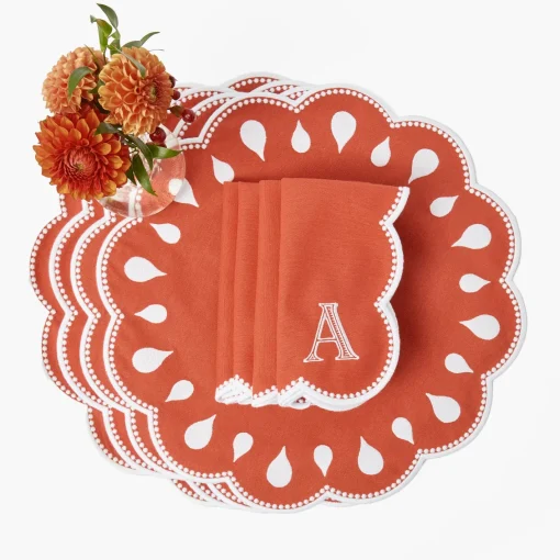 Table Linen Sets | Mrs. Alice Monogram<Mrs. Alice Bettina Burnt Orange Placemats & Napkins (Set of 4)
