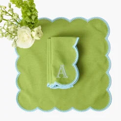 Napkins | Mrs. Alice Monogram<Mrs. Alice Bettina Green & Blue Napkins (Set of 4)