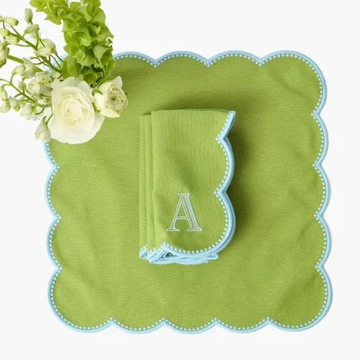 Napkins | Mrs. Alice Monogram<Mrs. Alice Bettina Green & Blue Napkins (Set of 4)
