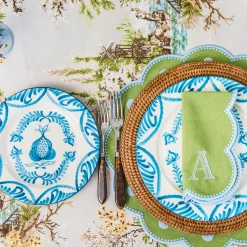 Napkins | Mrs. Alice Monogram<Mrs. Alice Bettina Green & Blue Napkins (Set of 4)