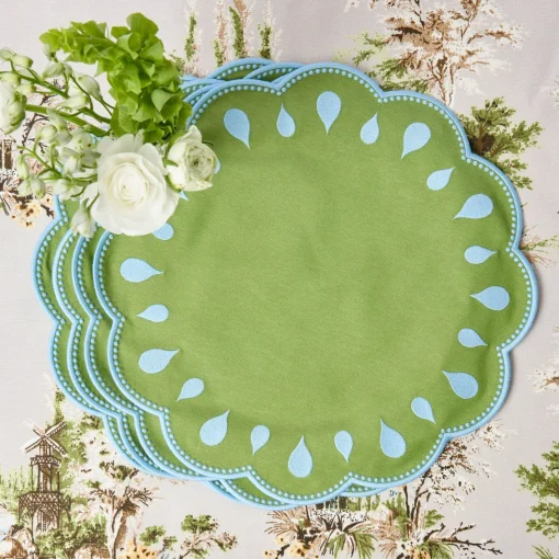 Placemats<Mrs. Alice Bettina Green & Blue Placemats (Set of 4)