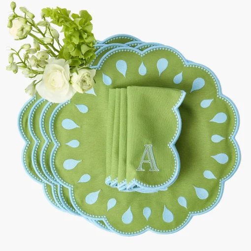 Placemats<Mrs. Alice Bettina Green & Blue Placemats (Set of 4)