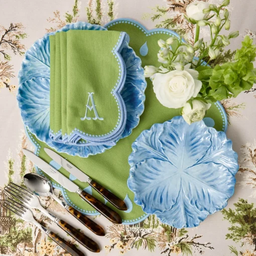 Table Linen Sets | Mrs. Alice Monogram<Mrs. Alice Bettina Green & Blue Placemats & Napkins (Set of 4)
