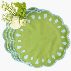 Placemats<Mrs. Alice Bettina Green & Blue Placemats (Set of 4)