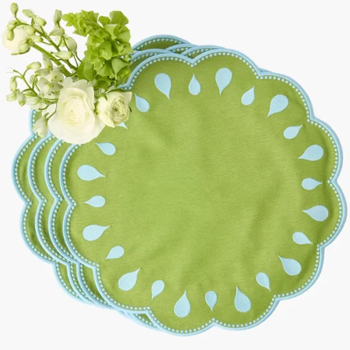 Placemats<Mrs. Alice Bettina Green & Blue Placemats (Set of 4)