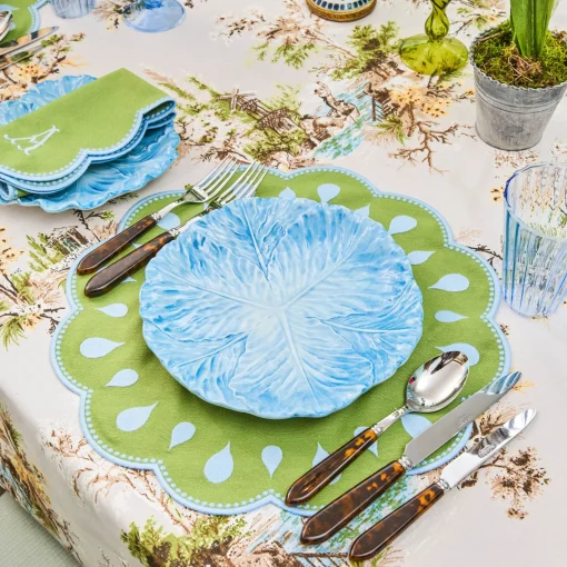 Placemats<Mrs. Alice Bettina Green & Blue Placemats (Set of 4)