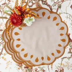 Placemats<Mrs. Alice Bettina Taupe & Mustard Placemats (Set of 4)