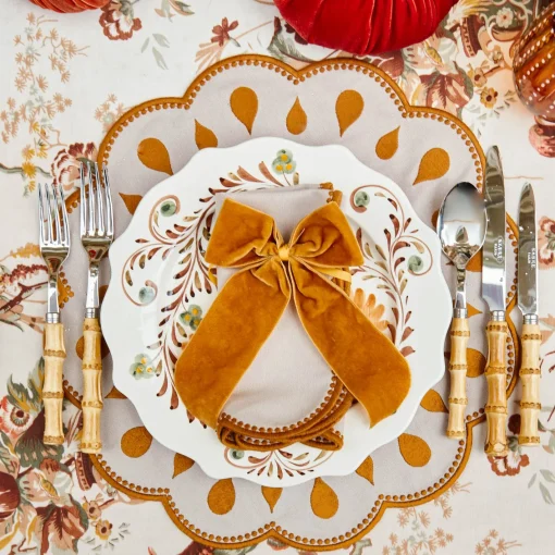 Placemats<Mrs. Alice Bettina Taupe & Mustard Placemats (Set of 4)