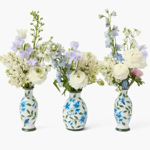 Vases | Vases & Planters<Mrs. Alice Blue & Green Hand Painted Tole Bud Vases (Set of 3)