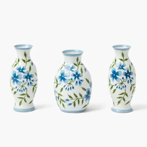 Vases | Vases & Planters<Mrs. Alice Blue & Green Hand Painted Tole Bud Vases (Set of 3)