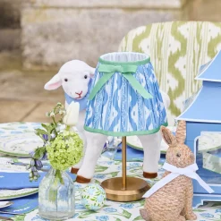 Lampshades<Mrs. Alice Blue & Green Ikat Bow Lampshade (18cm)