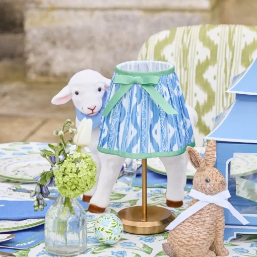 Lampshades<Mrs. Alice Blue & Green Ikat Bow Lampshade (18cm)