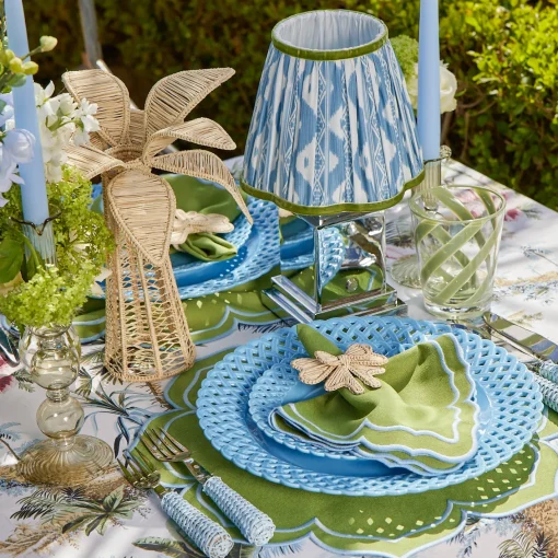 Summer Lighting | Lampshades<Mrs. Alice Blue & Green Ikat Lampshade (18cm)