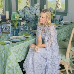 Summer Table Linen | Tablecloths<Mrs. Alice Blue & Green Ikat Tablecloth
