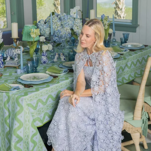 Summer Table Linen | Tablecloths<Mrs. Alice Blue & Green Ikat Tablecloth