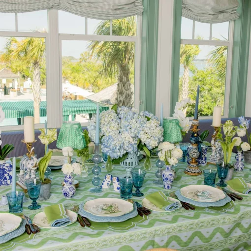 Summer Table Linen | Tablecloths<Mrs. Alice Blue & Green Ikat Tablecloth