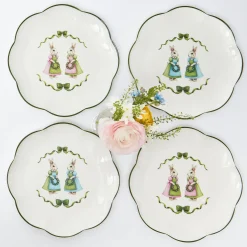 Starter Plates | Crockery Sets<Mrs. Alice Blue & Pink Cottontail Bunny Starter Plates (Set of 4)