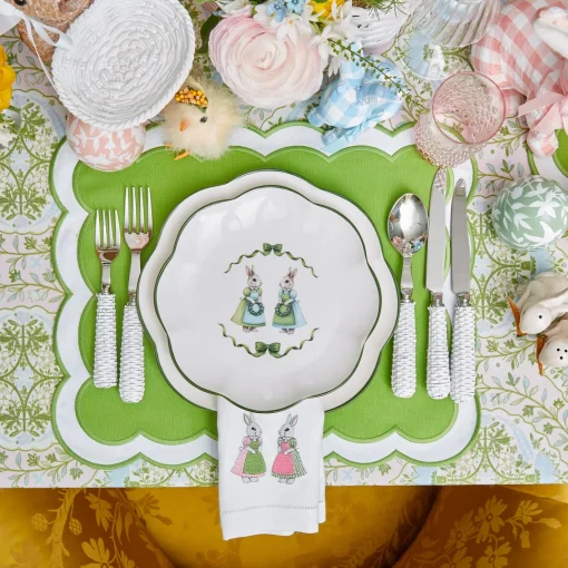 Starter Plates | Crockery Sets<Mrs. Alice Blue & Pink Cottontail Bunny Starter Plates (Set of 4)